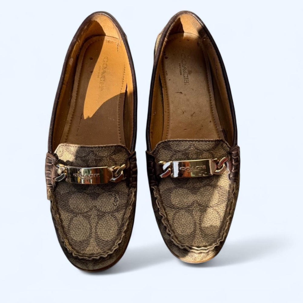 Coach Brown Loafers with Signature Monogram